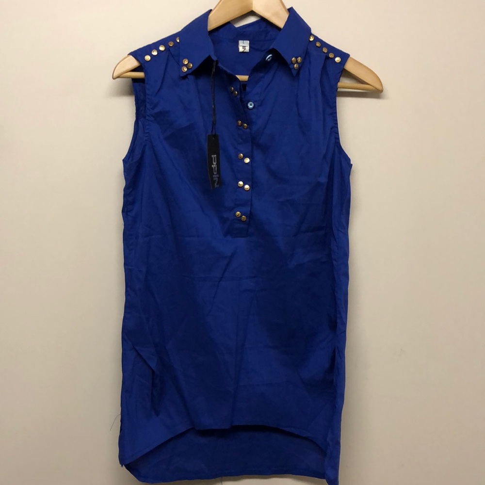No name high low royal blue top